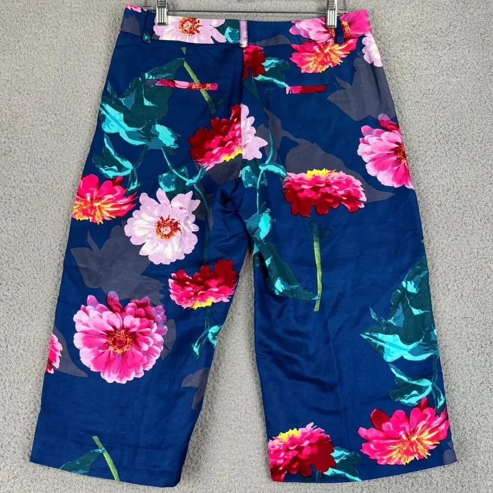Banana Republic Linen Wide Leg Pant 4S Artsy Dopamine Maximalist Floral Gaucho